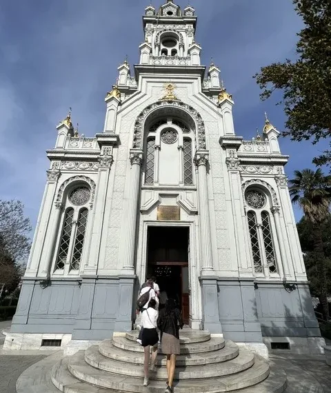 The Bulgarian Church of St Stephen in Fener, the cast iron church, seen from its steps