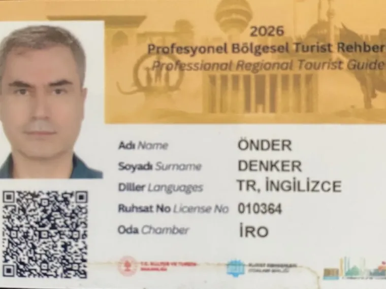 Professional Regional Tourist Guide card for Önder Denker, licence 010364, Istanbul chamber