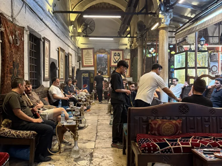 The courtyard cafe in the Corlulu Ali Pasa Medrese, where the tour stops for tea
