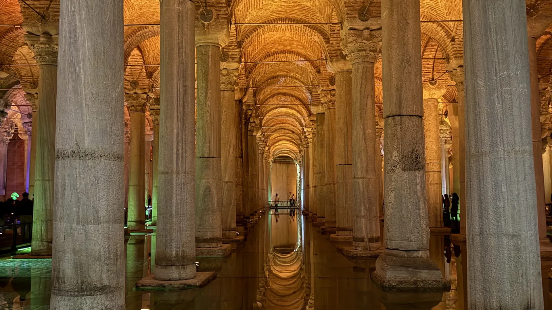 Columns reflected in the water of the Basilica Cistern