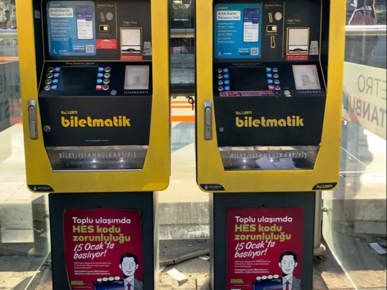 Istanbulkart ticket machines at a tram stop