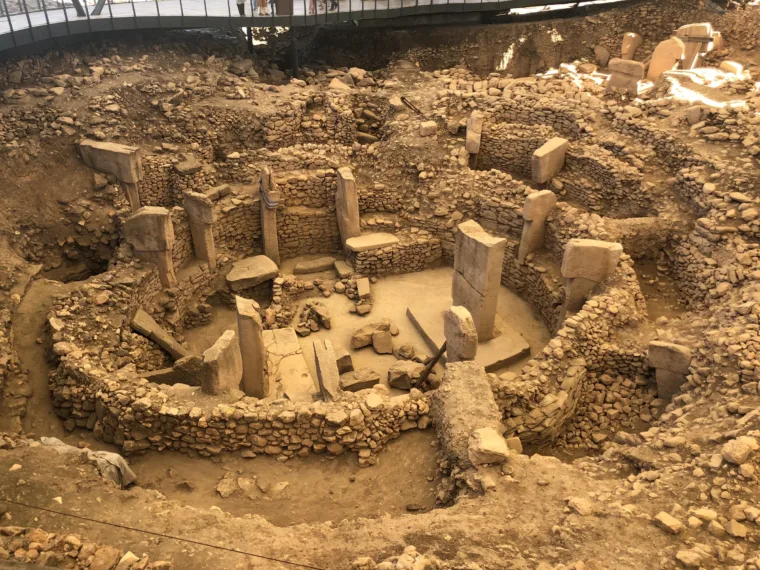 Looking down into one of the excavated enclosures at Göbekli Tepe