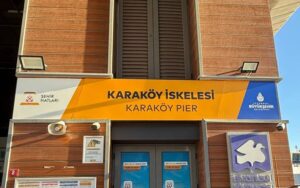 The sign reading Karaköy İskelesi, at Karaköy ferry pier (Karaköy İskelesi)
